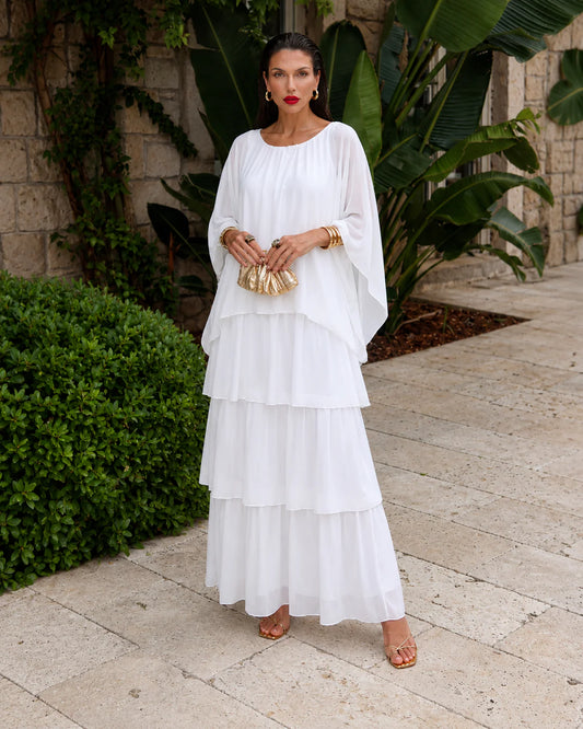 Amélie™ | Elegante Buikbedekkende Chiffon Maxi Jurk