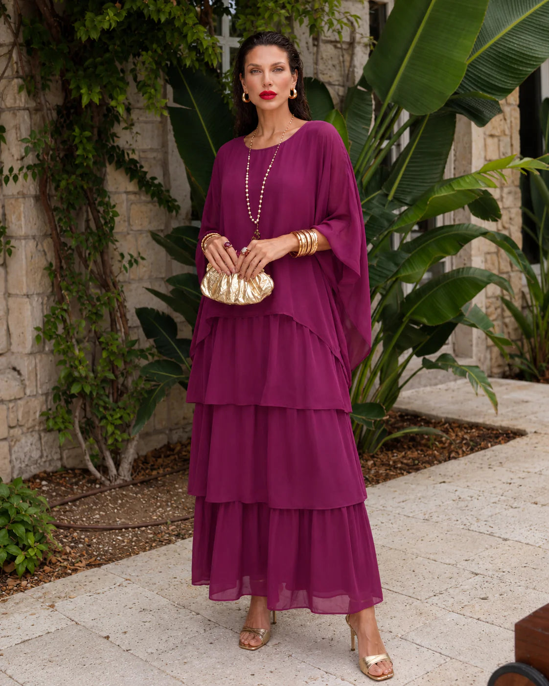 Amélie™ | Elegante Buikbedekkende Chiffon Maxi Jurk