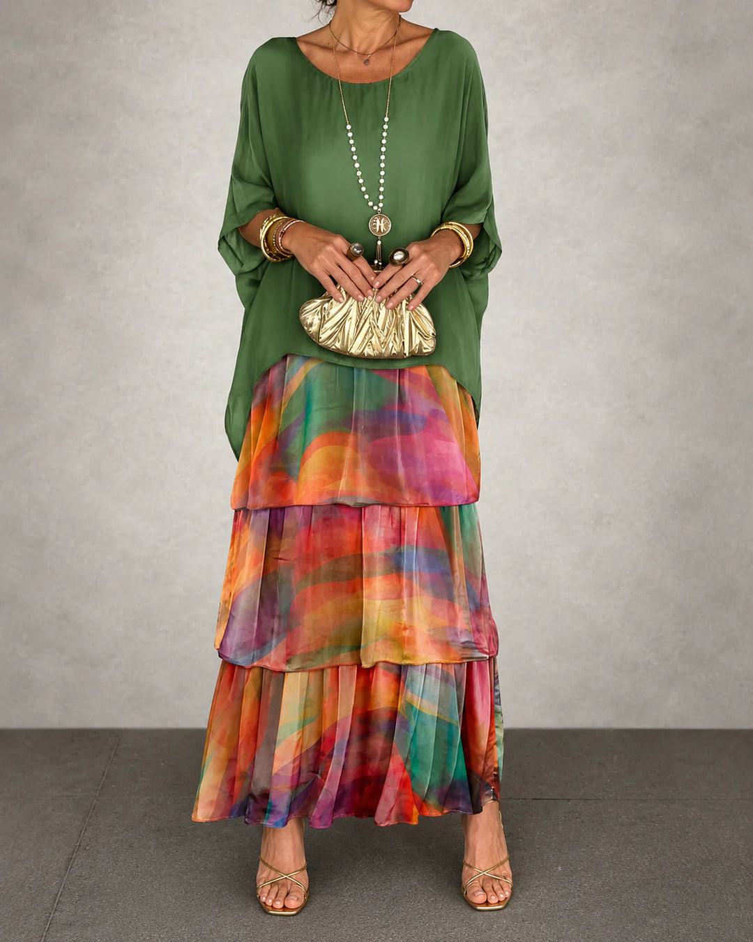 Amélie™ | Elegante Buikbedekkende Chiffon Maxi Jurk